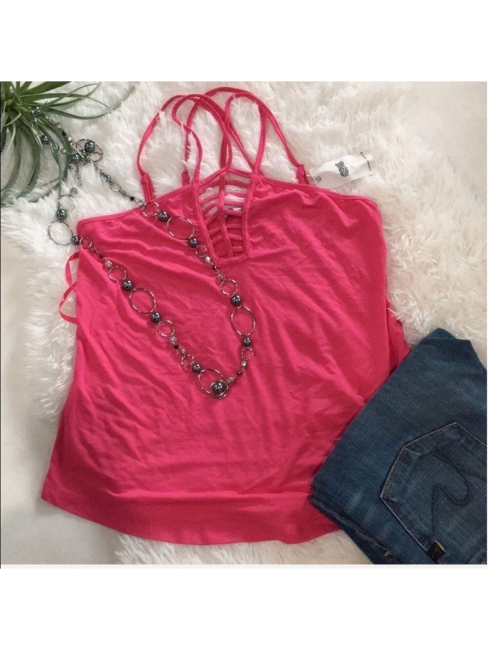 Naked Zebra pink strappy NEW tank top small